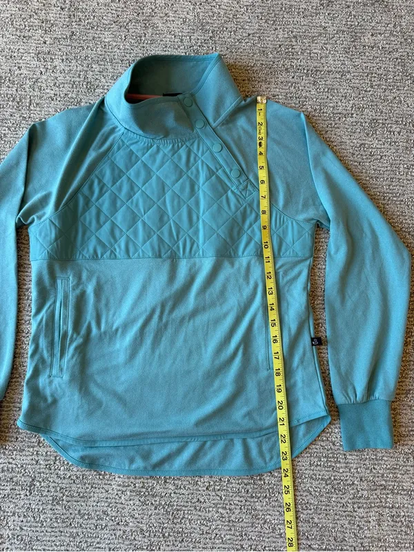 Swannies‎ Golf Women's Teal Quilted Panel Pullover Sweater Comfort Size Small - Image 7
