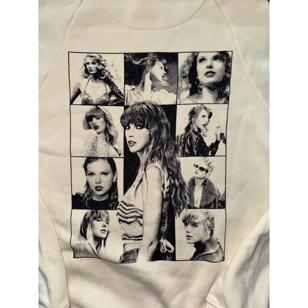 Taylor Swift The Eras Tour Cream Official Merch Oversized Hoodie Sweatshirt Sz M - Image 5