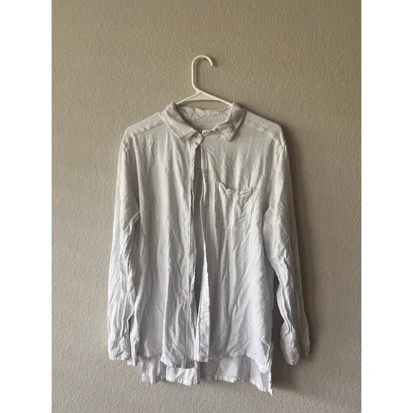 American Eagle Oversized Button Down Shirt 100% Cotton Crinkled Long Sleeve - Image 2
