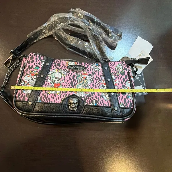NWT Ed‎ Hardy pink leopard tattoo baguette bag - Image 5