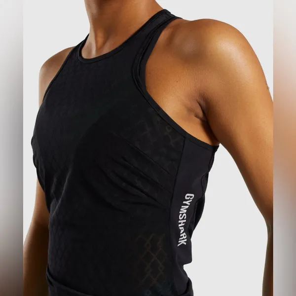 Gymshark Go Mesh Vest Black Performance Tank Size Medium - Image 5
