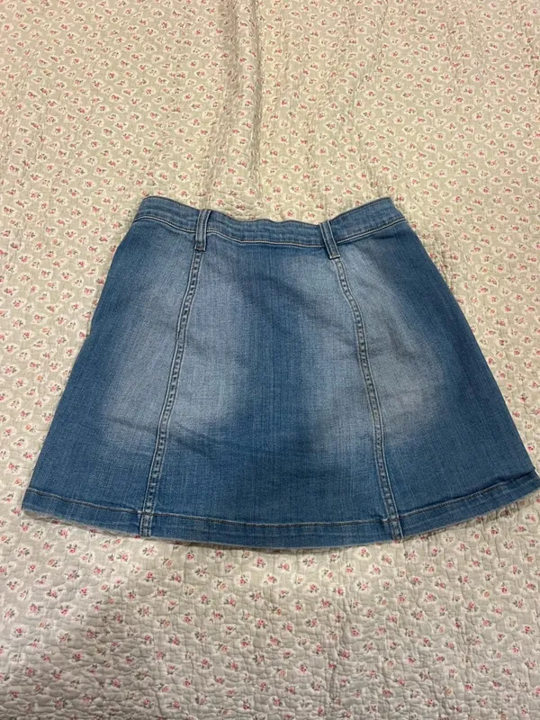 Cello Blue Button-Front A-Line Denim Skirt - Image 2