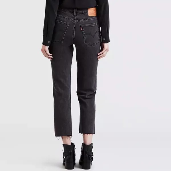 Levis Premiums Wedgie Washed Black‎ Raw Hem Crop Denim Jeans - Image 3