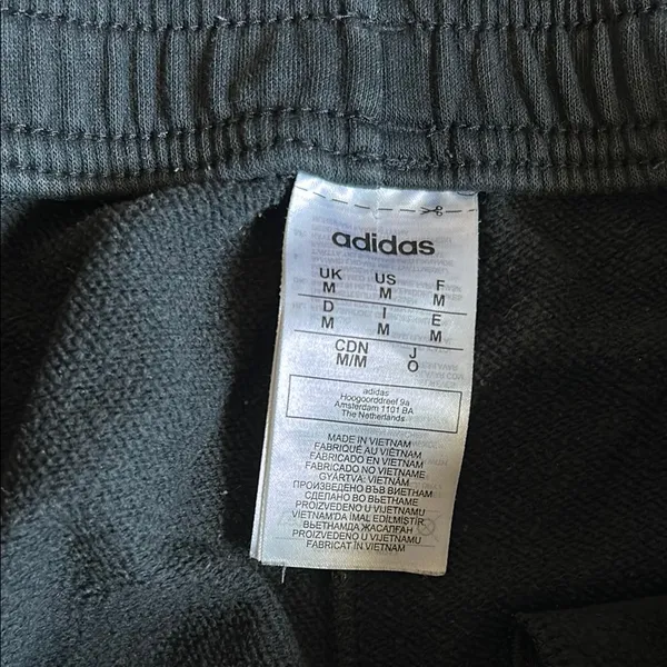 Adidas Black and White Sweatpants with Elastic Cuffs - Image 2