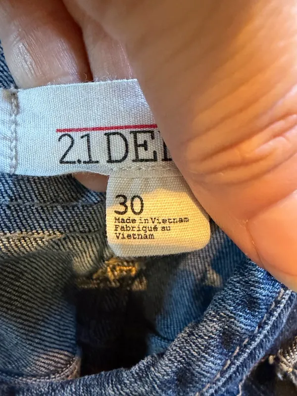 2.1 Denim Jean Overalls Shorts Jorts Blue Jeans Size 30 - Image 7