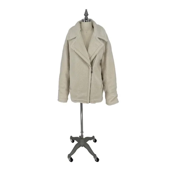 Runaway The Label Women's Off Duty Jacket Moto Fleece Ivory 10 - Image 6