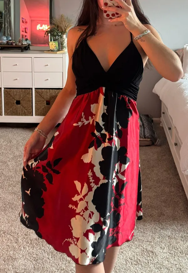 Floral Silk Dress - Image 4