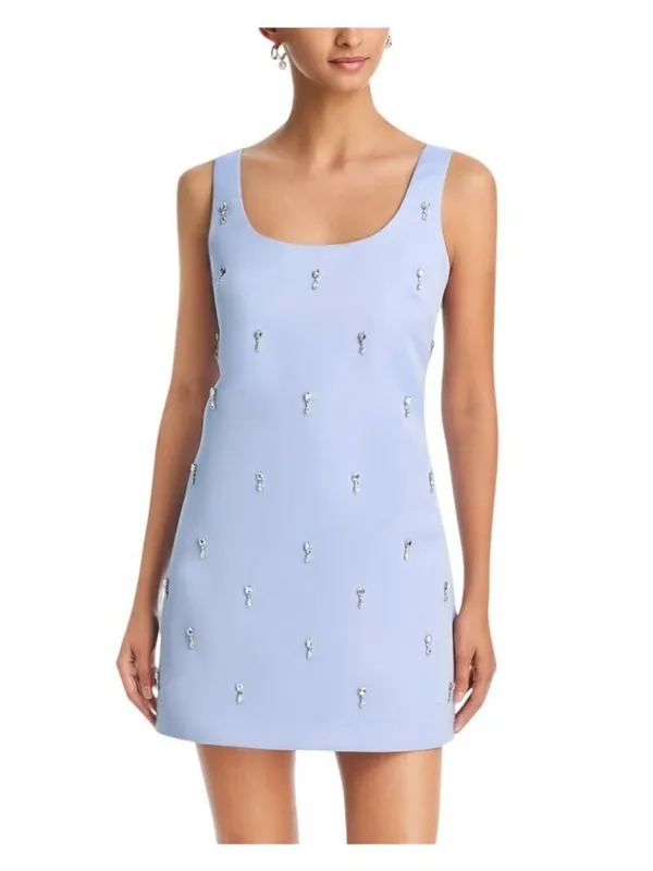 Aqua Jewel Satin Mini Dress IDO14937 Sky Blue XL - Image 7
