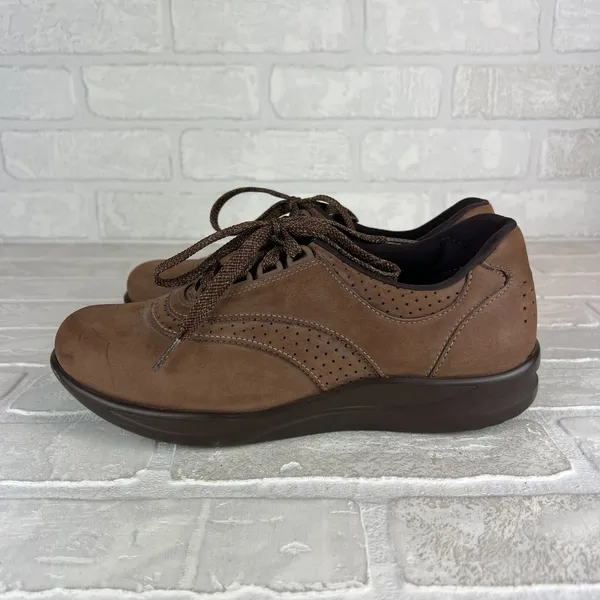 SAS Walk Easy Sneaker Shoes Womens 7.5 N Chocolate Brown Leather Comfort Lace Up - Image 4