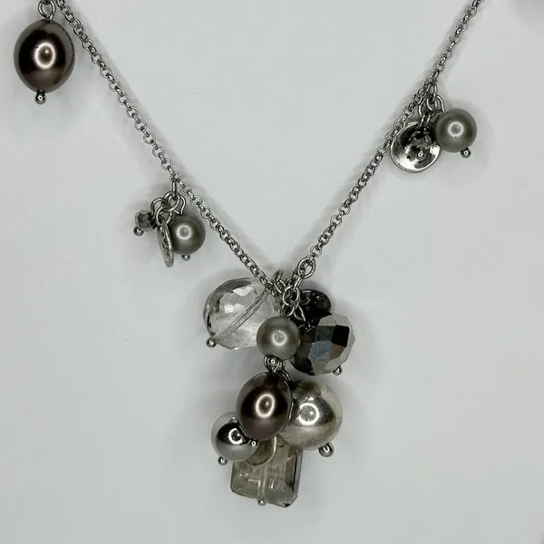 Chico's Cluster Beaded Pendant Silver Tone Long Necklace ✨ - Image 4