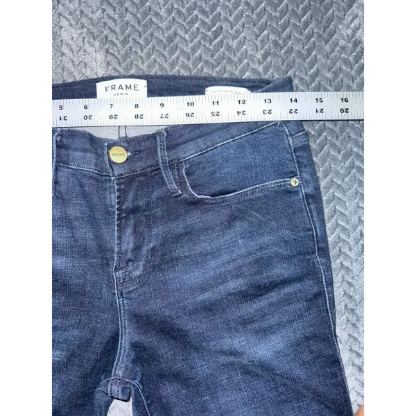 FRAME Le Skinny de Jeanne‎ Jeans Dark Wash Raw Hem Denim Size 28 - Image 9