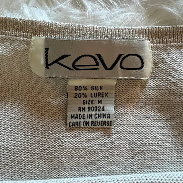 Kevo Vintage Gold Sparkle Silk-Blend Sweater Top - Image 5