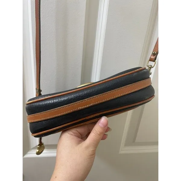 Vintage Dooney & Bourke Horseshoe Brass Bit Clutch Saddle Bag Black USA - Image 11