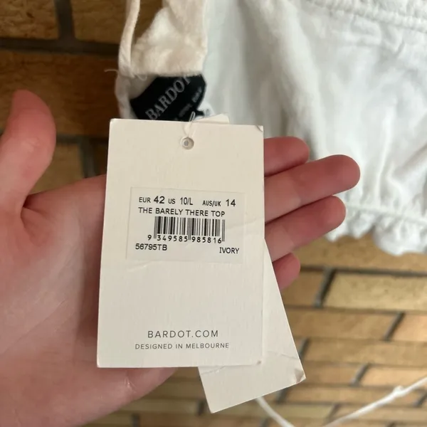 NWT Bardot The Barely There Top in Ivory Size Large/10 - Image 7