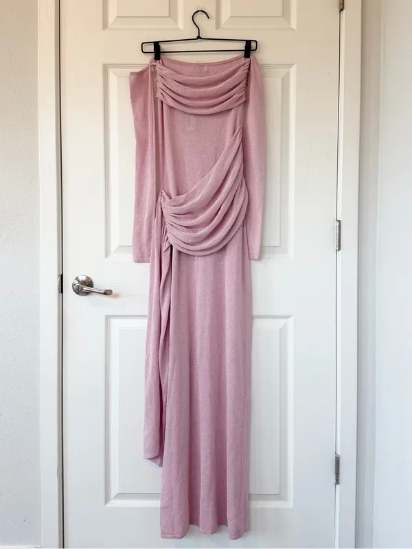 Meshki Ingrid Metallic Knit Maxi Dress in Baby Pink NWT - Image 5