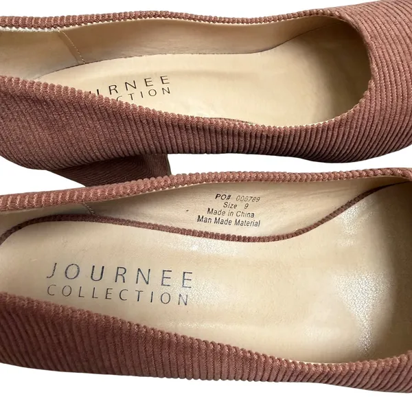 Journee Collection Women Brown Corduroy Block Heel Pumps Shoes Size 9‎ Casual - Image 6