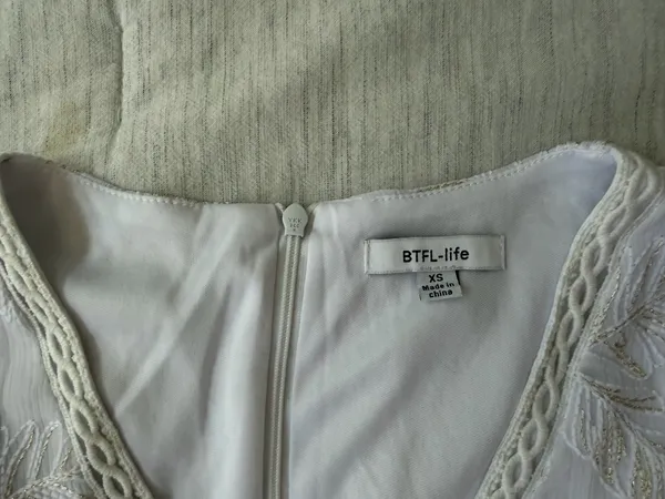 gorgeous BTFL-life white embroidered metallic palm leaf romper - Image 4