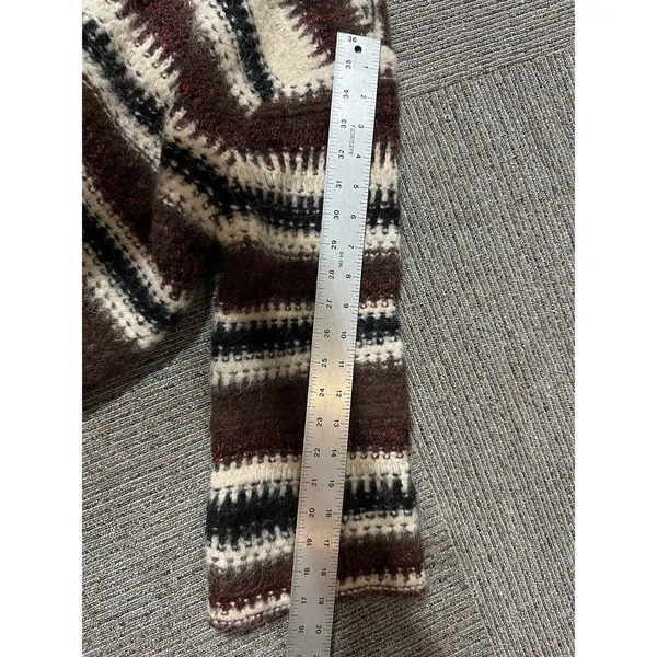 ZARA Sweater Chunky Navajo Nordic Southwestern Crop Hood Alpaca Wool Size Small - Image 7