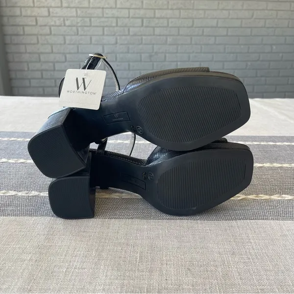 NWT Worthington Lessing Block Heel Sandals Square Toe Black Size 7.5 - Image 6
