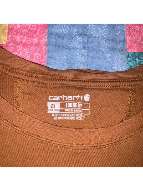 Carhartt Woman’s 2X 20-22W Loose Fit Long Sleeve Pocket T-Shirt Brown 106121BRN - Image 3