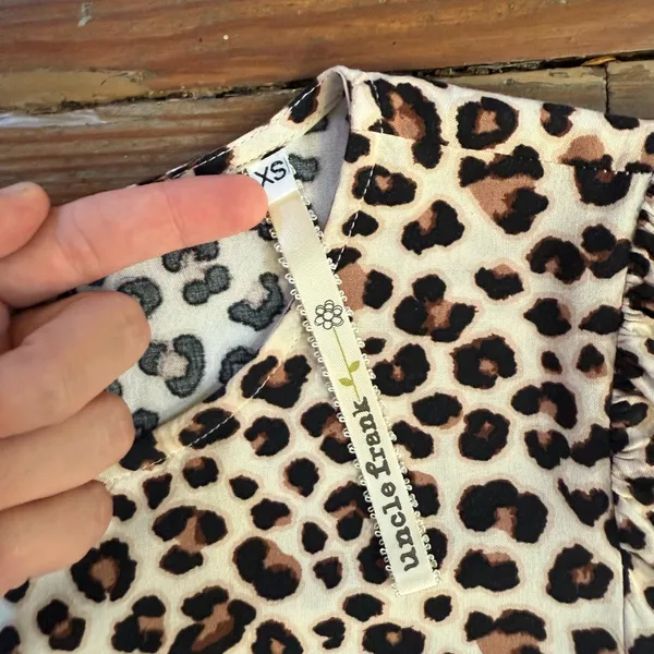 Uncle Frank Leopard Print Puff Sleeve Babydoll Midi Dress Sz XS 💛🍄 - Image 9