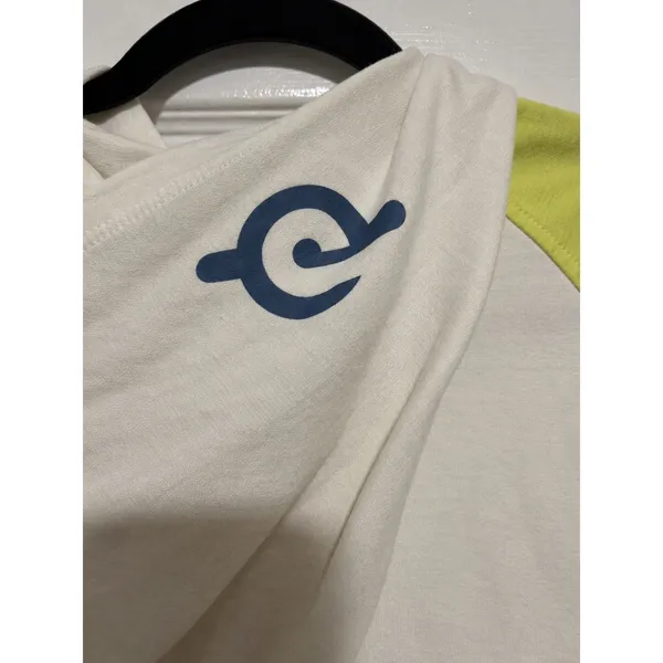 Peloton Colorblock Half Zip Hoodie Ivory Yellow Logo Sweatshirt Medium - Image 5