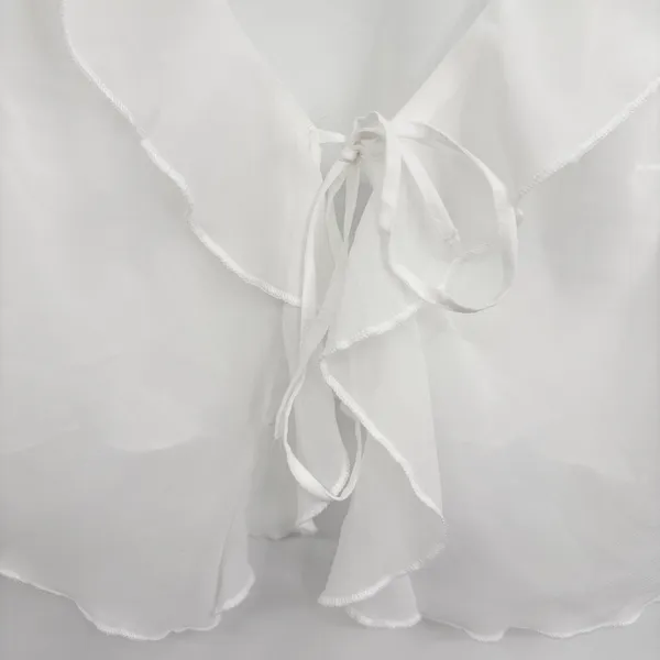 H&M Divided Women White Sheer Ruffle Fairycore Tie Front Crop Top Bolero‎ Size L - Image 6