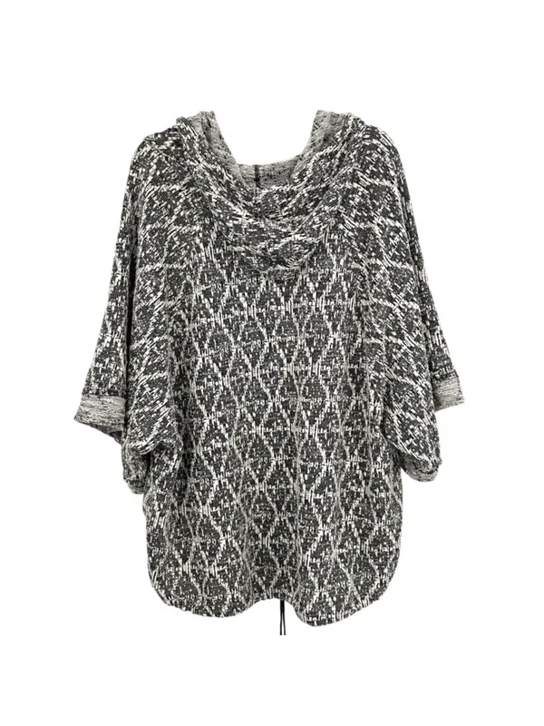 Free People Sante Fe Jacquard Kimono Hoodie Black White Bohemian Size Medium - Image 6
