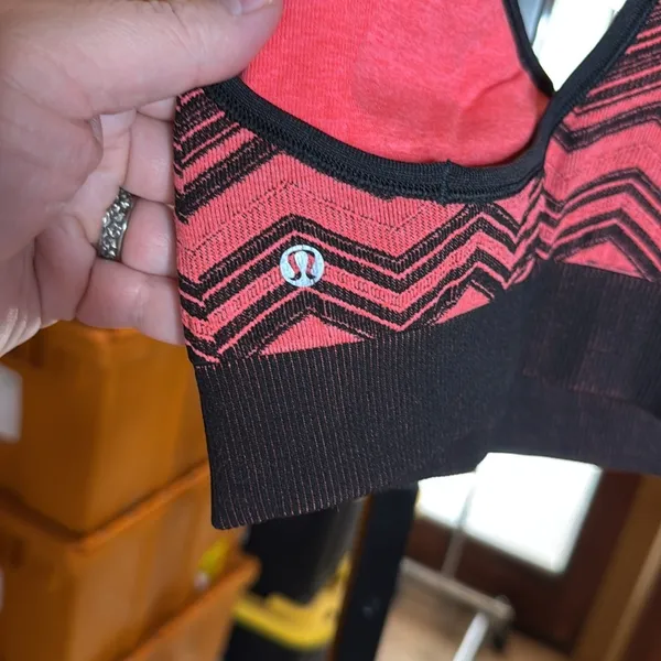 Lululemon Ebb & Flow Racerback Bra Reversible Heathered Electric Coral Size 4 - Image 9