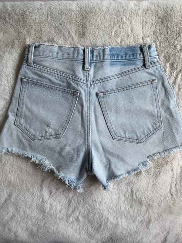 Abercrombie & Fitch Light Wash Distressed Denim Shorts - Image 3