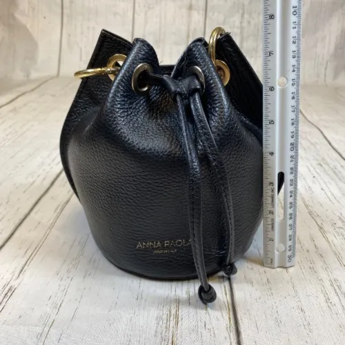 Anna Paola Italian Leather Bucket Drawstring Bag - Image 4