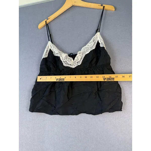Aerie Womens Black Lace Trim Babydoll Camisole Top Empire Waist Size M - Image 4