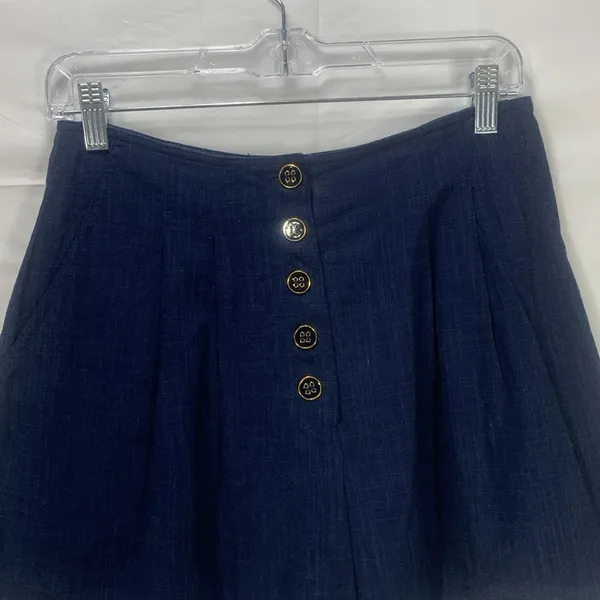 Gilli Navy Blue Linen Button Fly High Waisted Shorts Size Medium - Image 2