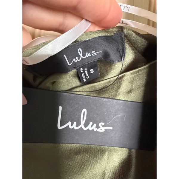 NWT Lulus Exquisitely Chic Olive Green Satin Backless Slip Midi Dress Gala Sz S - Image 7
