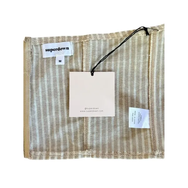 Revolve Superdown Rudy Halter Top Beige White Striped Womens Medium NEW With Tag - Image 5