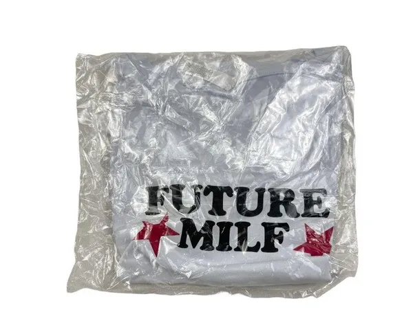 Future Milf Graphic T-shirt in White Black and Red - Image 3