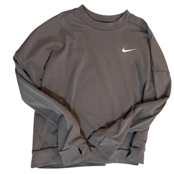 Nike Running Dri-FIT Grey Long Sleeve Top Thumbholes Large Gorpcore Active Life‎ - Image 3