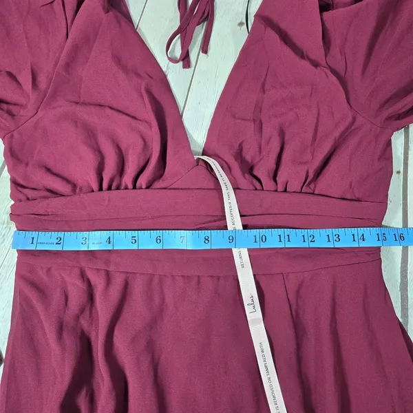 Lulus Love You So Burgundy Long Sleeve V-Neck Maxi Dress Size L New - Image 12