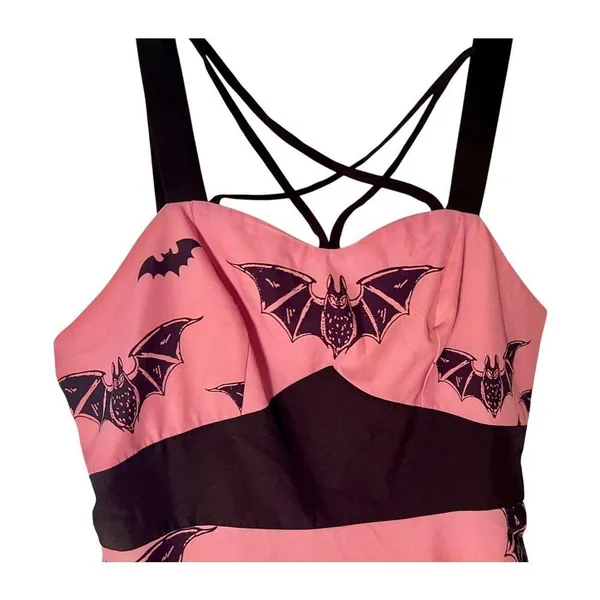 Halloween Bat Print Criss Cross High Waisted Cami Dress Size XL/10 - Image 4