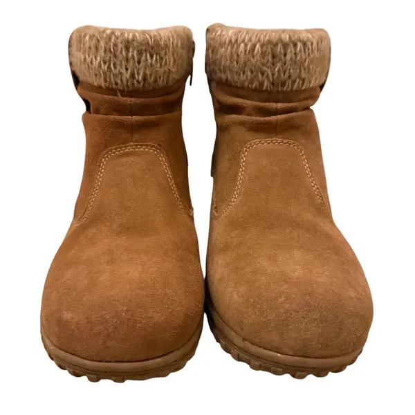 Khombu Laura Women's Brown Suede Knit‎ Cuff All Weather Ankle Boots Size 10M - Image 3