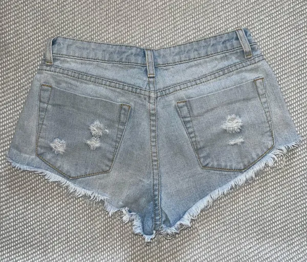 Fray Hem Light Wash Denim Distressed Ripped Cut Off Jean Shorts Sz S Sihnderella - Image 2