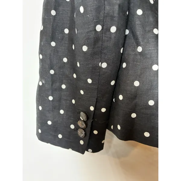 black-and-white polka dot Talbots Linen Blend Dot Blazer Single Button 12 - Image 8