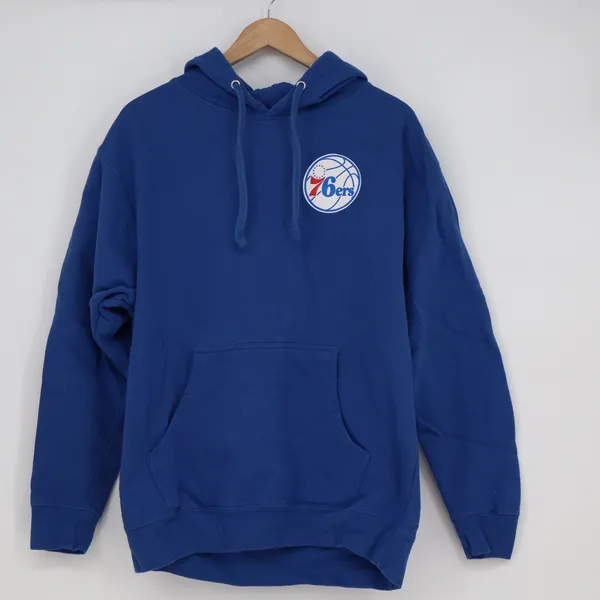 Independent Trading Co Philadelphia 76ers Hoodie Blue NBA Graphic Large - Image 2