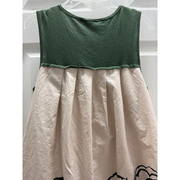 Theory Mixed Media Floral Pleated Babydoll Mini Dress Green Cream Womens 4 - Image 11