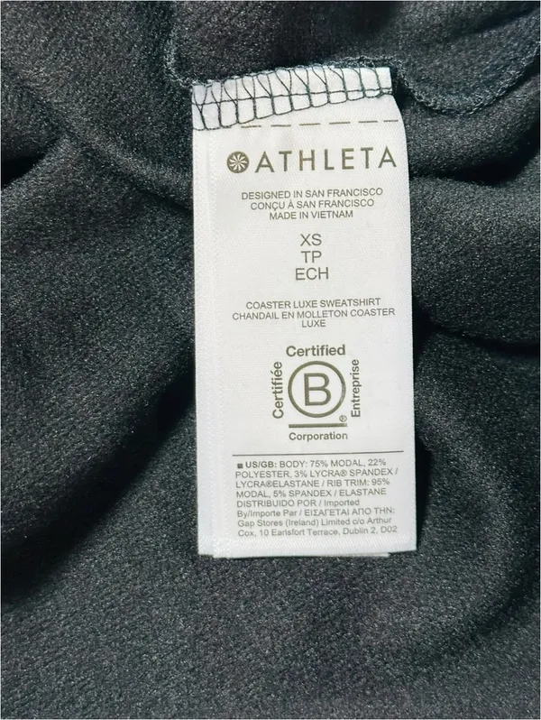 Athleta Coaster Luxe Crewneck Sweatshirt Black Women’s XS NWT Soft Pullover - Image 4