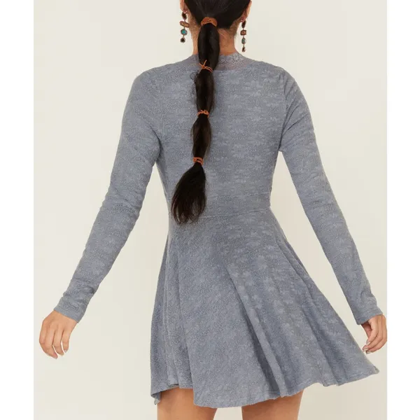 FREE PEOPLE WOMEN'S ALL YOURS LONG SLEEVE MINI DRESS - Light Blue - XS - NWT - Image 7