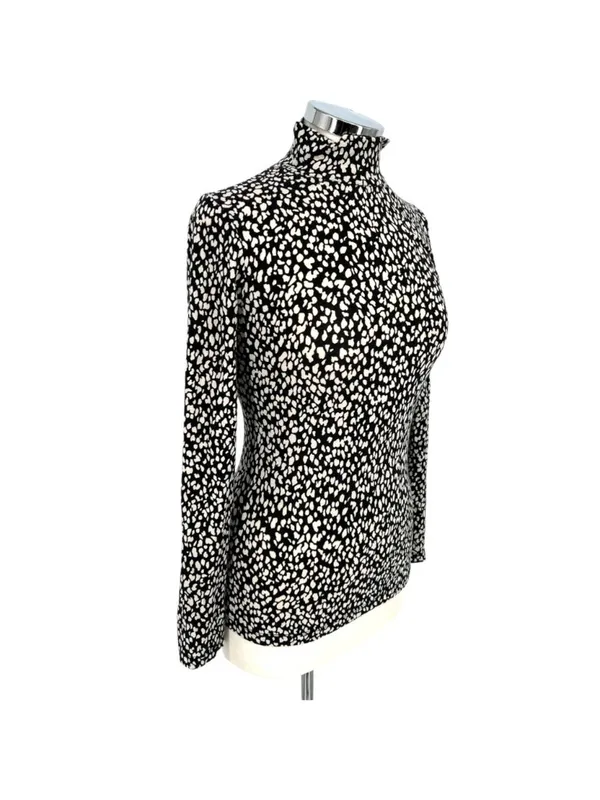 & Other Stories High Neck Speckled Pebble Print Shirt Black White Size Small - Image 3