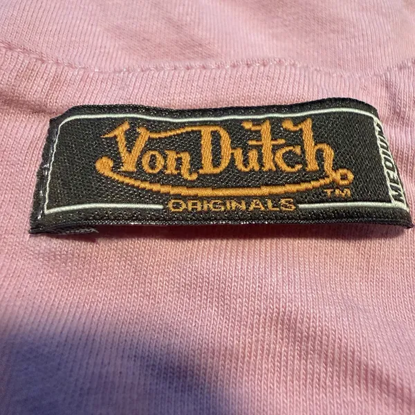 Vintage Von Dutch Womens M Pink Bralette Bra Top Y2K 2000s McBling 100% Cotton - Image 6