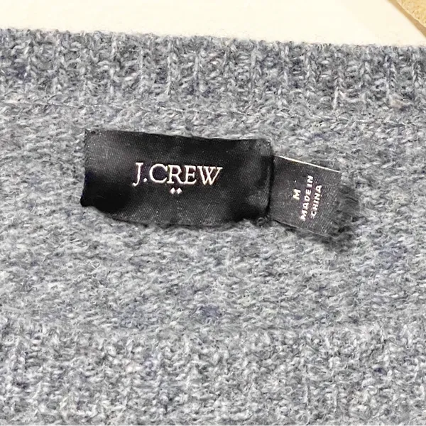 J Crew‎ Factory Size Medium Blue 100% Merino Wool Crewneck Sweater - Image 2
