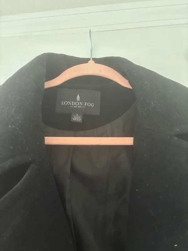 London Fog Black Double Breasted Peacoat Women’s Size L - Image 4